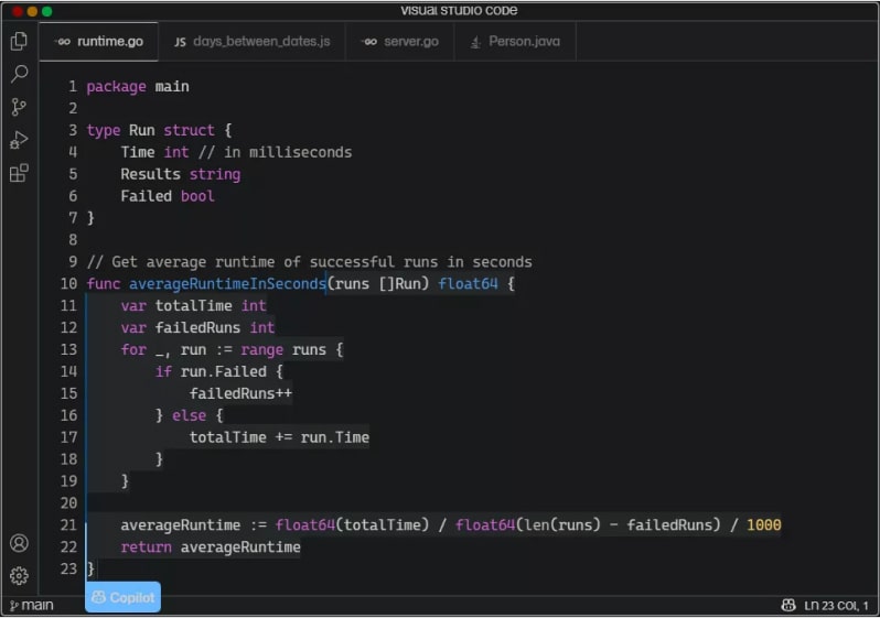 Visual Studio Code editor with sample integration code